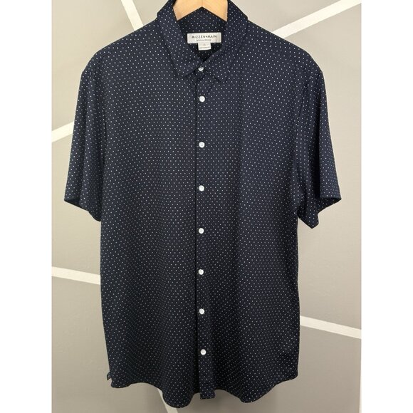 Mizzen + Main Spinnaker Button Down Short Sleeve Men’s XL Trim Navy Dot AOP - Picture 1 of 14